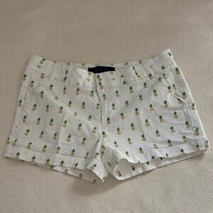 Blue Rain White Pineapple Print Women Shorts medium